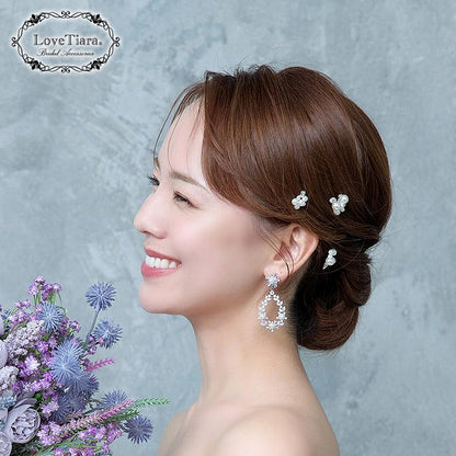 リースジルコニアイヤリング【結婚式 ピアス イヤリング】（RLE-86e）