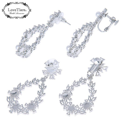 リースジルコニアピアス【結婚式 ピアス イヤリング】（RLE-86p）