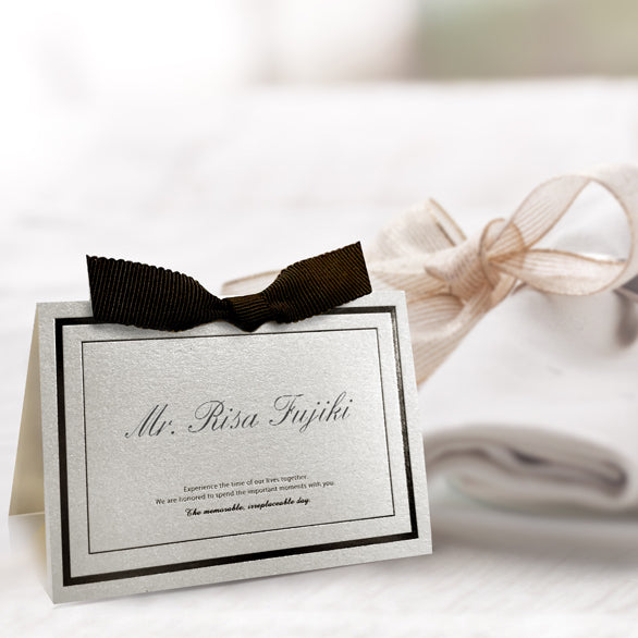 【結婚式 席札】リュボン アイボリー(印刷込み)【結婚式 ペーパー 席札】