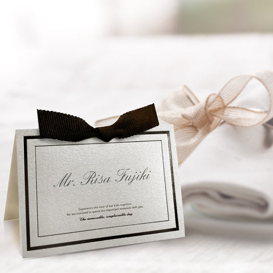 【結婚式 席札】リュボン アイボリー(印刷込み)【結婚式 ペーパー 席札】