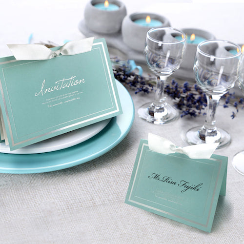 【結婚式 招待状】リュボン マカロンミント(印刷込み)【結婚式 ペーパー 招待状】