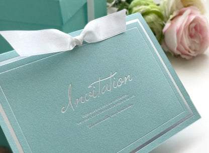 【結婚式 招待状】リュボン マカロンミント(印刷込み)【結婚式 ペーパー 招待状】