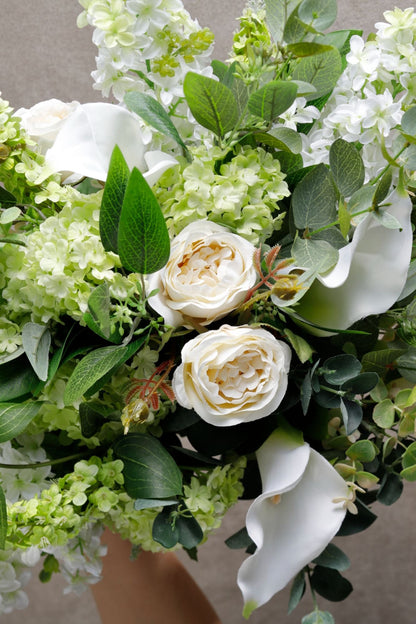 【造花 レンタルブーケ】爽やかカラーブーケ ホワイト✖︎グリーン 【結婚式 フラワー 造花 ブーケ ブートニア レンタル】