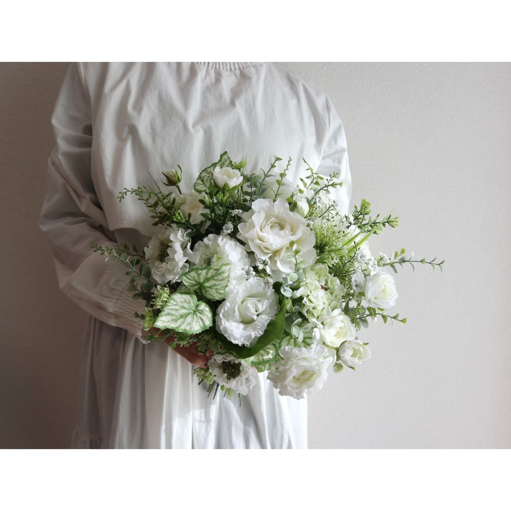 【造花】Rental Bouquet :Fresh Green 【結婚式 フラワー 造花 ブーケ ブートニア レンタル】