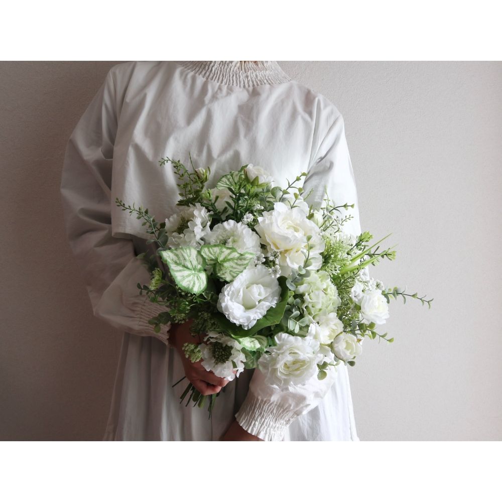 【造花】Rental Bouquet :Fresh Green 【結婚式 フラワー 造花 ブーケ ブートニア レンタル】