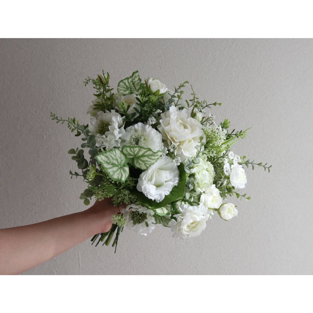 【造花】Rental Bouquet :Fresh Green 【結婚式 フラワー 造花 ブーケ ブートニア レンタル】