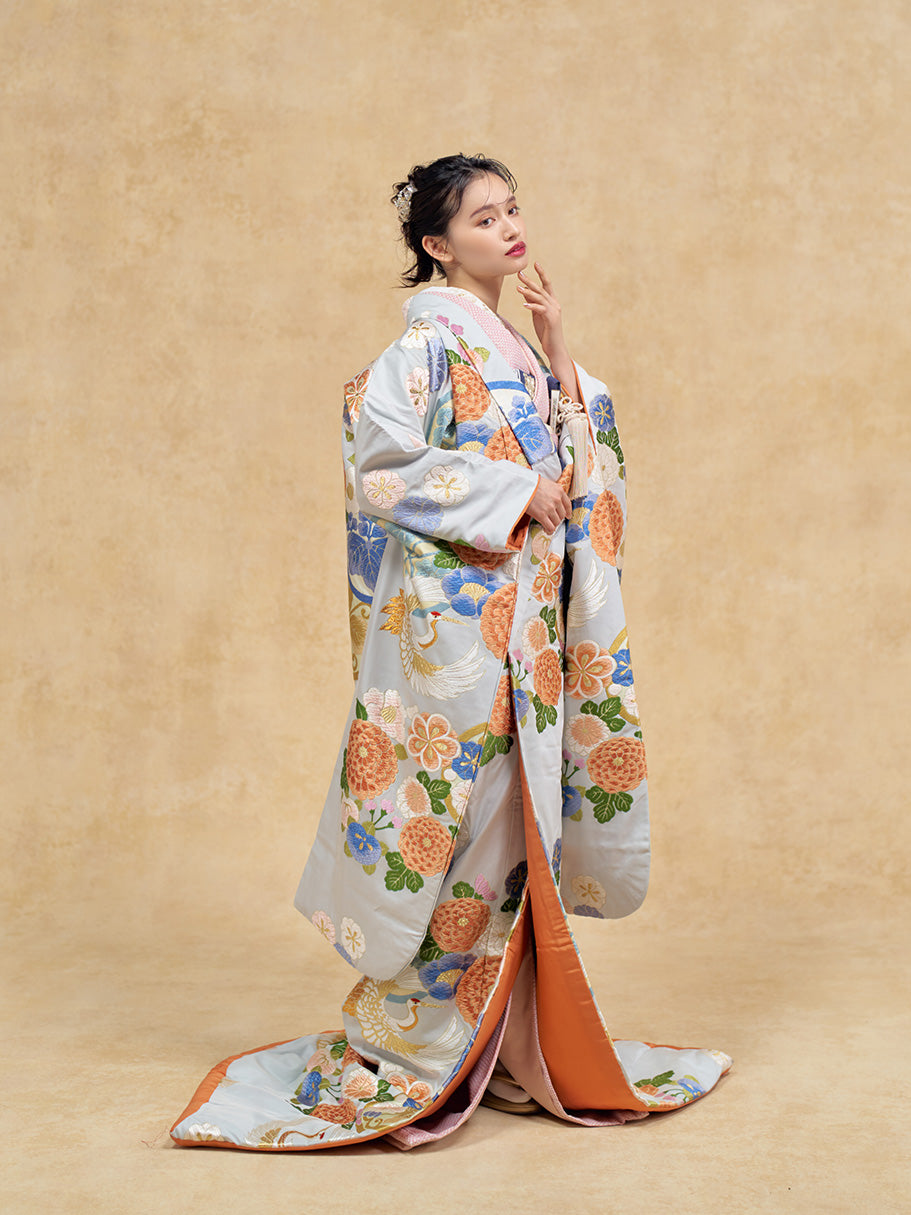 色打掛菊梅花丸文【結婚式 和装 色打掛 レンタル】