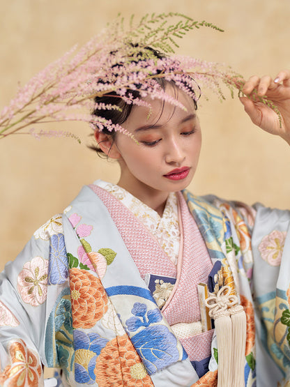 色打掛菊梅花丸文【結婚式 和装 色打掛 レンタル】