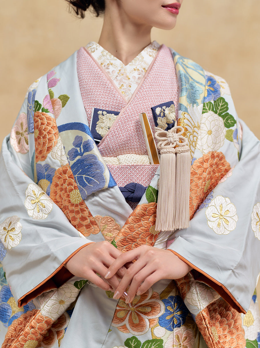 色打掛菊梅花丸文【結婚式 和装 色打掛 レンタル】