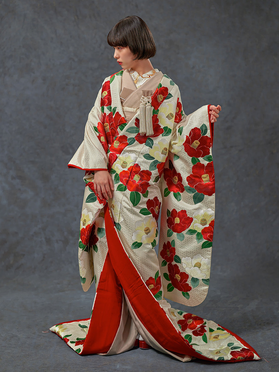 紅白椿【結婚式 和装 色打掛 レンタル】