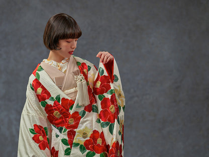 紅白椿【結婚式 和装 色打掛 レンタル】