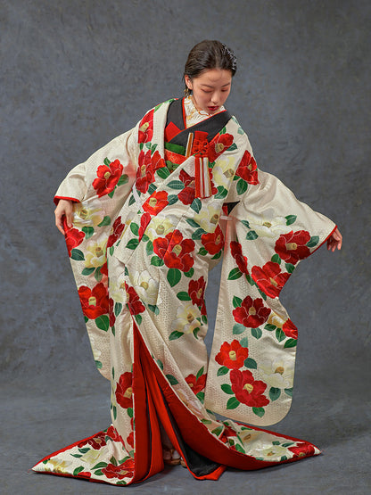 紅白椿【結婚式 和装 色打掛 レンタル】