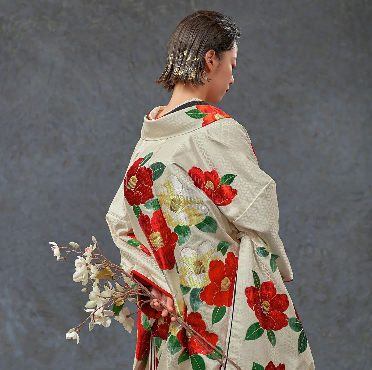 紅白椿【結婚式 和装 色打掛 レンタル】