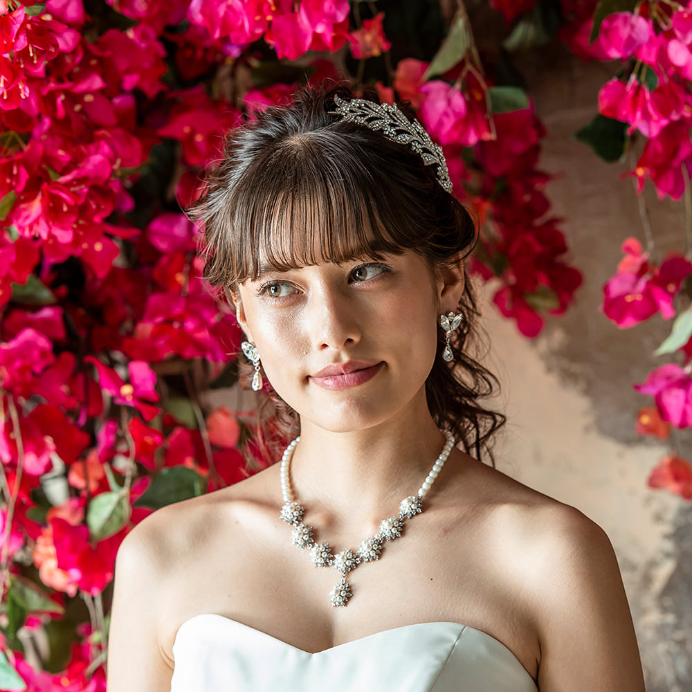 【ネックレス】pearl motifネックレス/ブライダルアクセサリー 【結婚式 ネックレス】