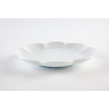 【有田焼 其泉】輪花唐草彫 銘々皿(白)ペア 【結婚式 ギフト 引き出物 食器類】