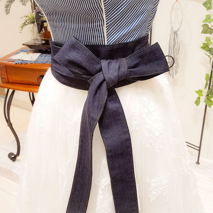 デニムサッシュベルト/せとうちブルー 【結婚式 ドレス小物】