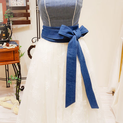 デニムサッシュベルト/マリンブルー 【結婚式 ドレス小物】