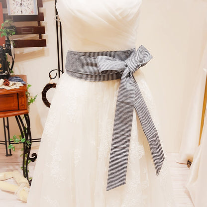 デニムサッシュベルト/ヒッコリー 【結婚式 ドレス小物】