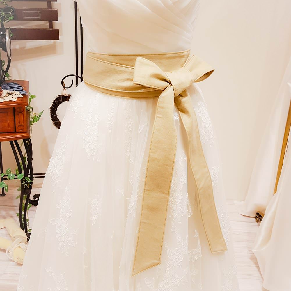 デニムサッシュベルト/ベージュ 【結婚式 ドレス小物】