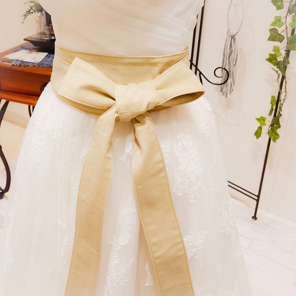 デニムサッシュベルト/ベージュ 【結婚式 ドレス小物】