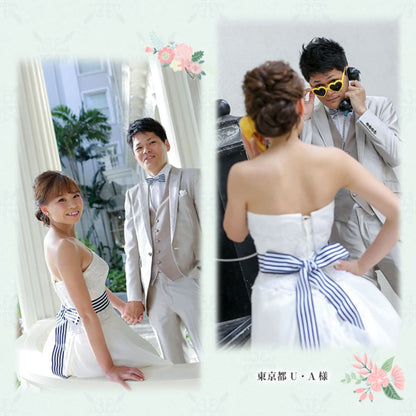 ストライプサッシュベルト・ネイビー【メール便可】 【結婚式 ドレス小物】（SB-04nv）