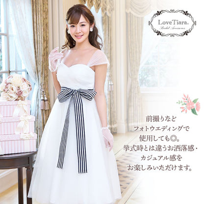 ストライプサッシュベルト・ネイビー【メール便可】 【結婚式 ドレス小物】（SB-04nv）