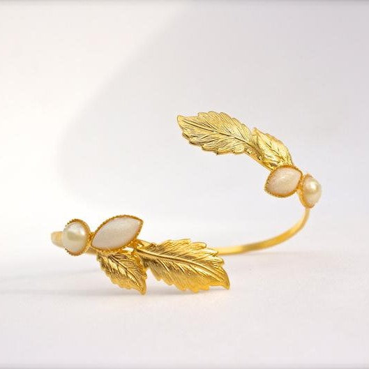 【ブレスレット】パール&リーフブレスレット/ブライダルアクセサリー 【結婚式 ブレスレット】