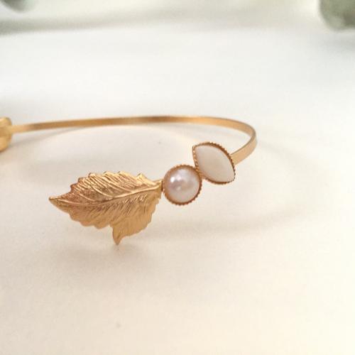 【ブレスレット】パール&リーフブレスレット/ブライダルアクセサリー 【結婚式 ブレスレット】
