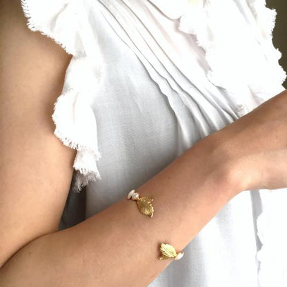 【ブレスレット】パール&リーフブレスレット/ブライダルアクセサリー 【結婚式 ブレスレット】