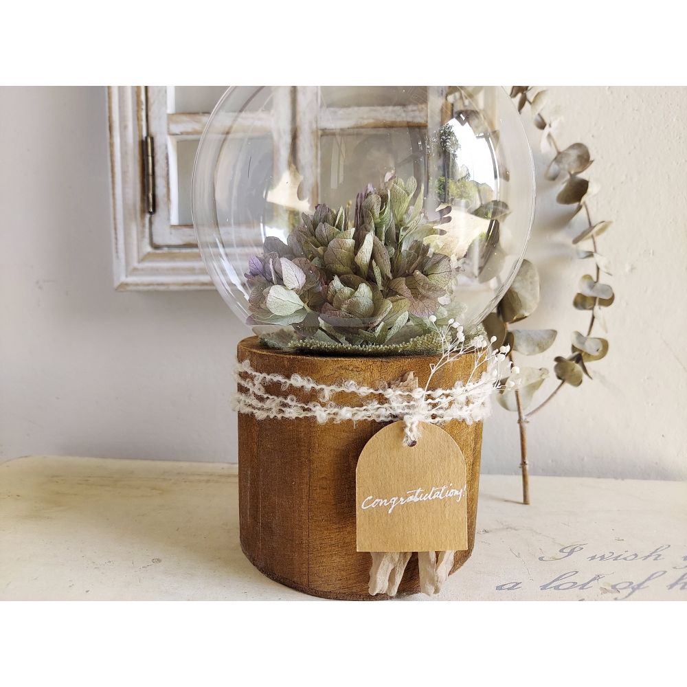 しゃぼんバルーンの紫陽花ポット*オレガノパープル《名入れ出来ます アレンジ 風船》結婚祝い 祝電 電報 【結婚式 ギフト 内祝い 結婚祝い 出産祝い】