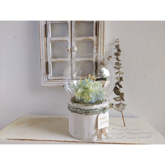 しゃぼんバルーンの紫陽花ポット*ライムブルー《名入れ出来ます アレンジ 風船》結婚祝い 祝電 電報 【結婚式 ギフト 内祝い 結婚祝い 出産祝い】