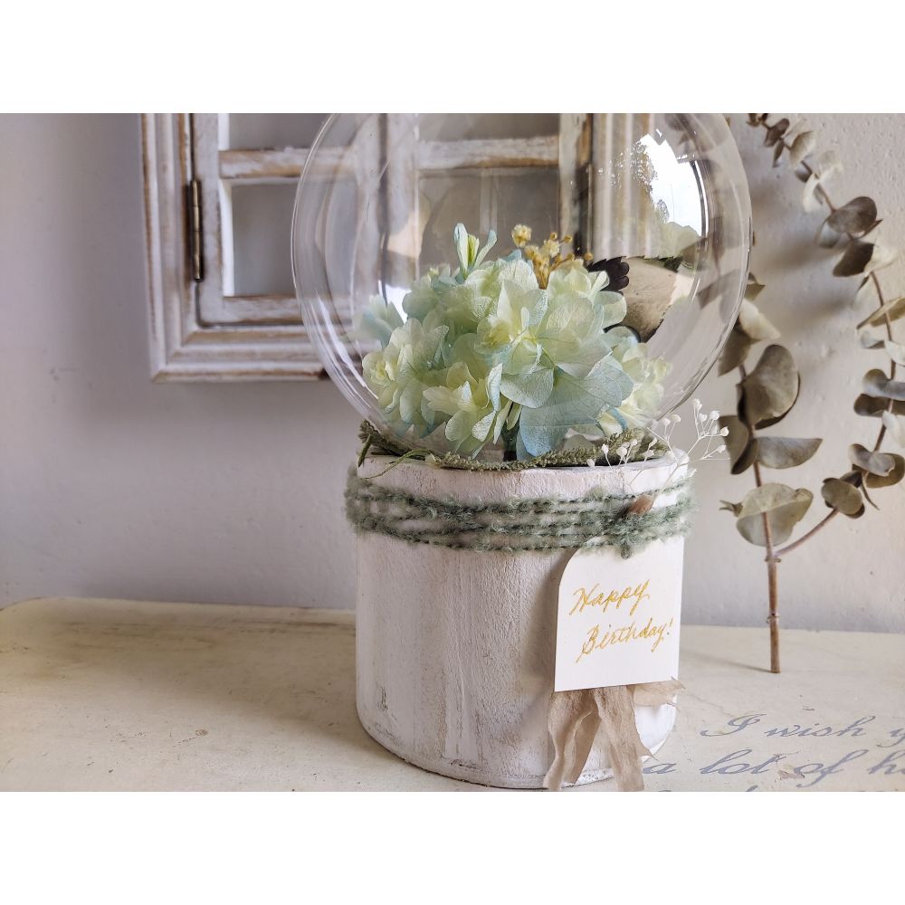 しゃぼんバルーンの紫陽花ポット*ライムブルー《名入れ出来ます アレンジ 風船》結婚祝い 祝電 電報 【結婚式 ギフト 内祝い 結婚祝い 出産祝い】