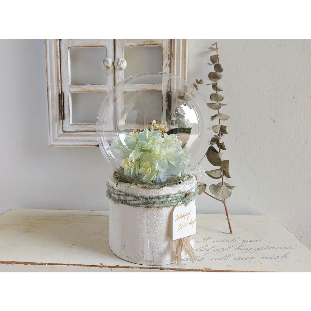 しゃぼんバルーンの紫陽花ポット*ライムブルー《名入れ出来ます アレンジ 風船》結婚祝い 祝電 電報 【結婚式 ギフト 内祝い 結婚祝い 出産祝い】