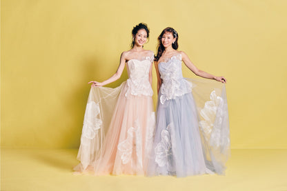 FloraCarne フローラカルネ【カラードレス】ブラッシュカラーフラワーモチーフAライン 【結婚式 レンタル】
