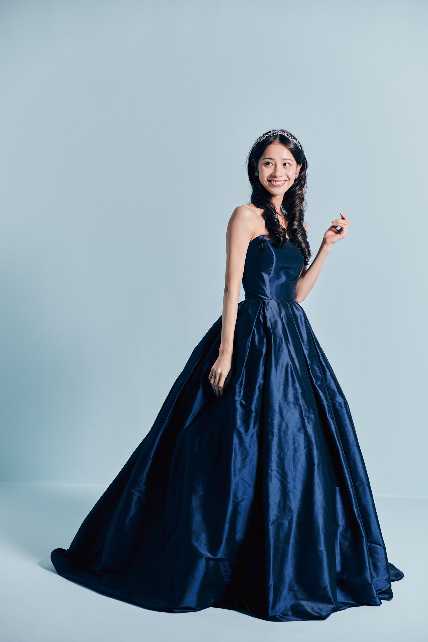 Laura ラウラ【カラードレス】ネイビー Aライン シンプルドレス 【結婚