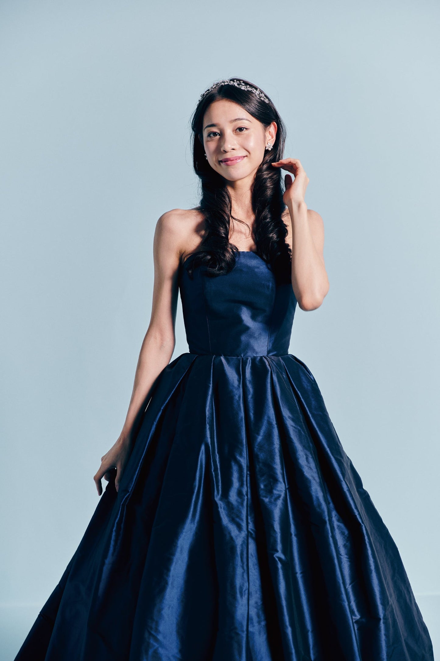 Laura ラウラ【カラードレス】ネイビー Aライン シンプルドレス 【結婚式 レンタル】