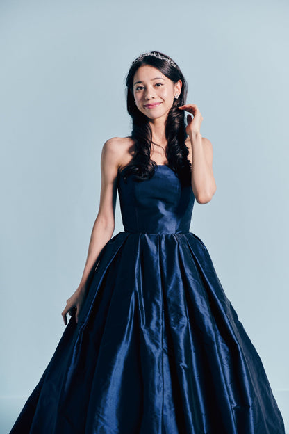 Laura ラウラ【カラードレス】ネイビー Aライン シンプルドレス 【結婚式 レンタル】