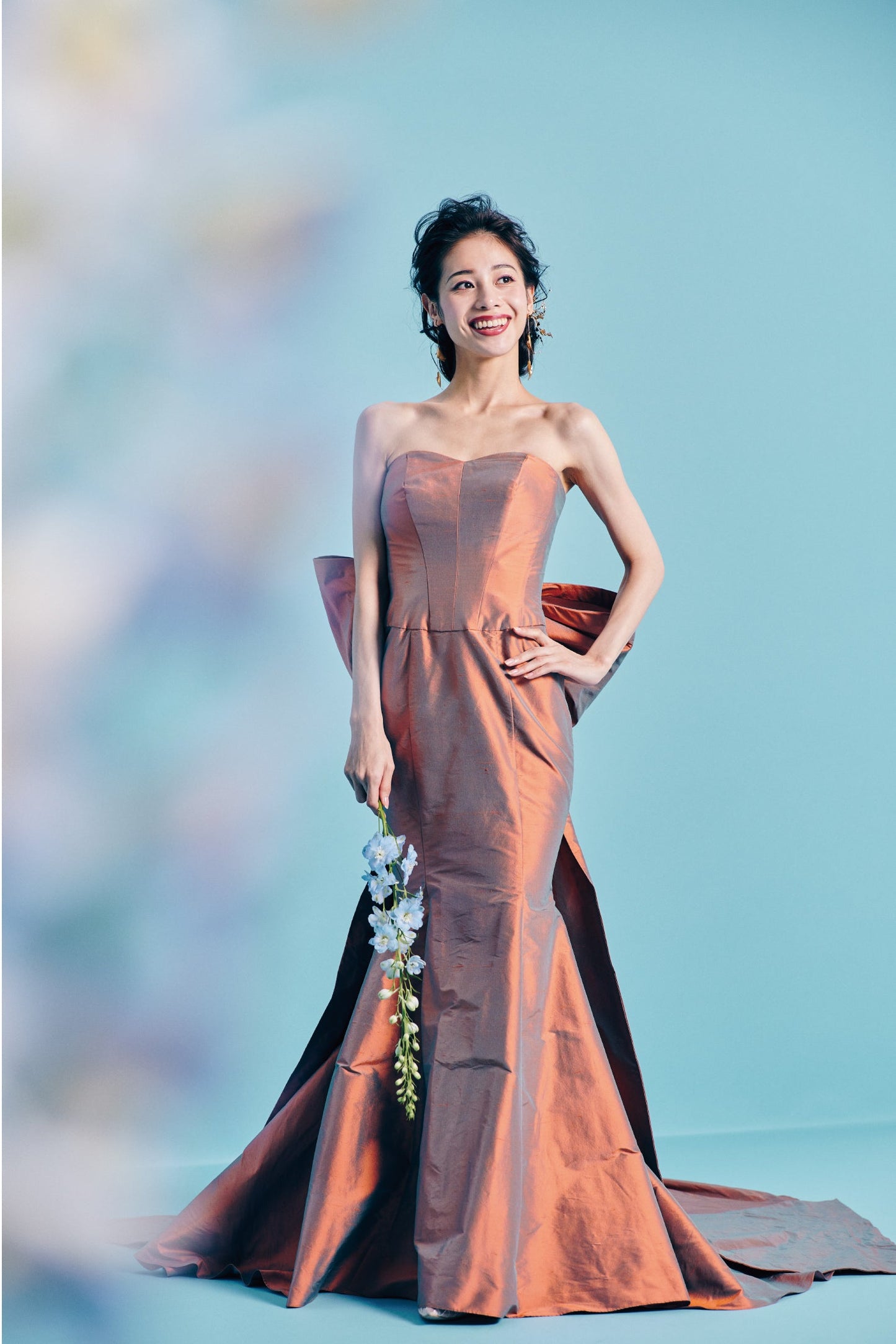 Elena エレナ【カラードレス】オレンジ タフタ マーメイドドレス 【結婚式 レンタル】