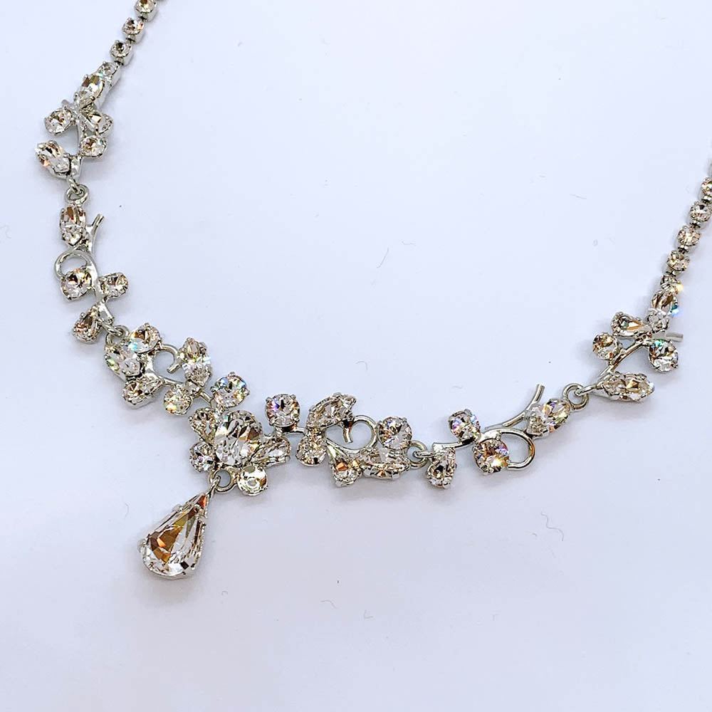 スワロフスキークリスタル使用のウェディングアクセサリー ネックレス・イヤリングセット/ブライダルアクセサリー 【結婚式 アクセサリーセット】