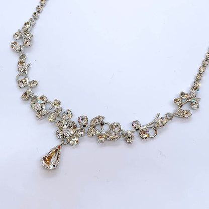 スワロフスキークリスタル使用のウェディングアクセサリー ネックレス・イヤリングセット/ブライダルアクセサリー 【結婚式 アクセサリーセット】