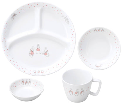 強化磁器 こども用 食器4点セット ピーターラビット™ ドットガールズ【熨斗可】 【結婚式 ギフト 内祝い 結婚祝い 出産祝い】