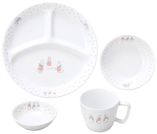 強化磁器 こども用 食器4点セット ピーターラビット™ ドットガールズ【熨斗可】 【結婚式 ギフト 内祝い 結婚祝い 出産祝い】