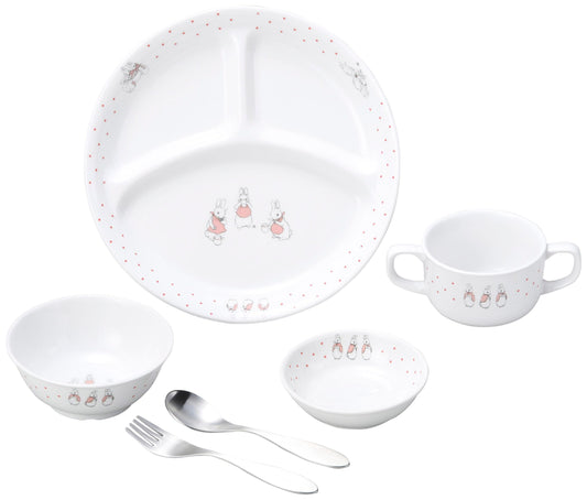 強化磁器 こども用 食器&スプーンフォークセット ピーターラビット™ ドットガールズ【熨斗可】 【結婚式 ギフト 内祝い 結婚祝い 出産祝い】