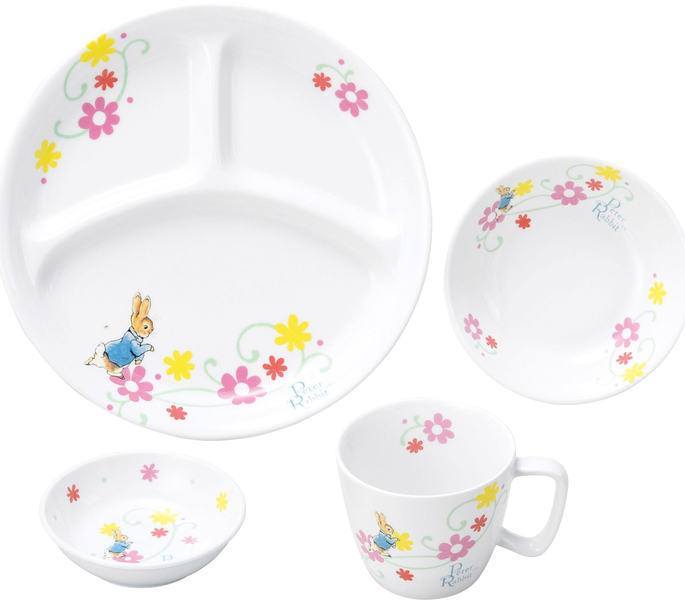 強化磁器 こども用 食器4点セット ピーターラビット™ フルール【熨斗可