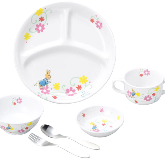 強化磁器 こども用 食器&スプーンフォークセット ピーターラビット™ フルール【熨斗可】　【結婚式　ギフト　内祝い　結婚祝い　出産祝い】