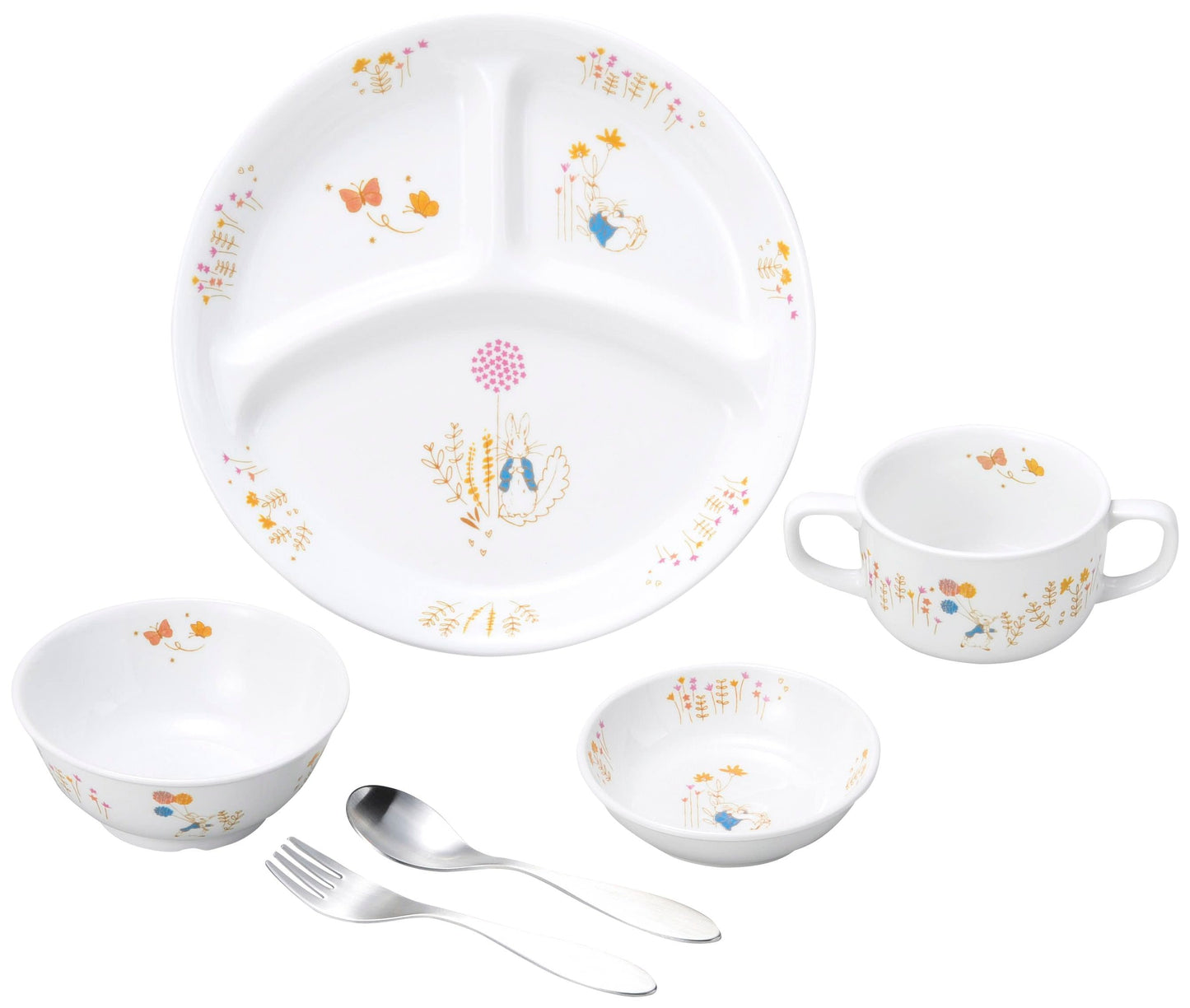 強化磁器 こども用 食器&スプーンフォークセット ピーターラビット™ アドベンチャー【熨斗可】 【結婚式 ギフト 内祝い 結婚祝い 出産祝い】