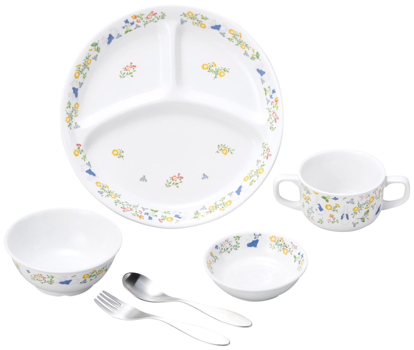 強化磁器 こども用 食器&スプーンフォークセット ピーターラビット™ ナチュラルガーデン【熨斗可】 【結婚式 ギフト 内祝い 結婚祝い 出産祝い】