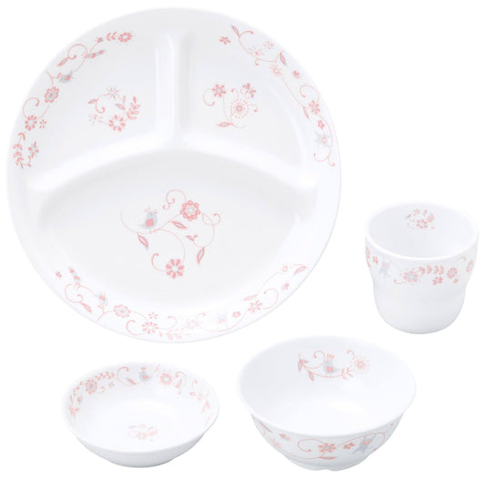 強化磁器 こども用 食器4点セット サラサ・ピンク【熨斗可】 【結婚式 ギフト 内祝い 結婚祝い 出産祝い】