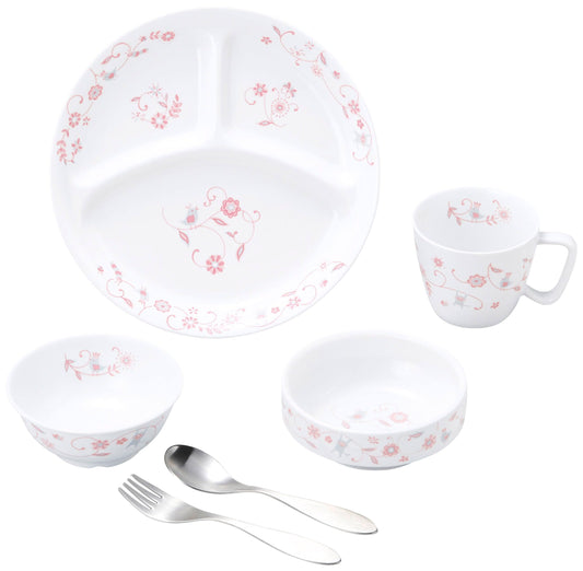 強化磁器 こども用 食器&スプーンフォークセット サラサ・ピンク【熨斗可】 【結婚式 ギフト 内祝い 結婚祝い 出産祝い】