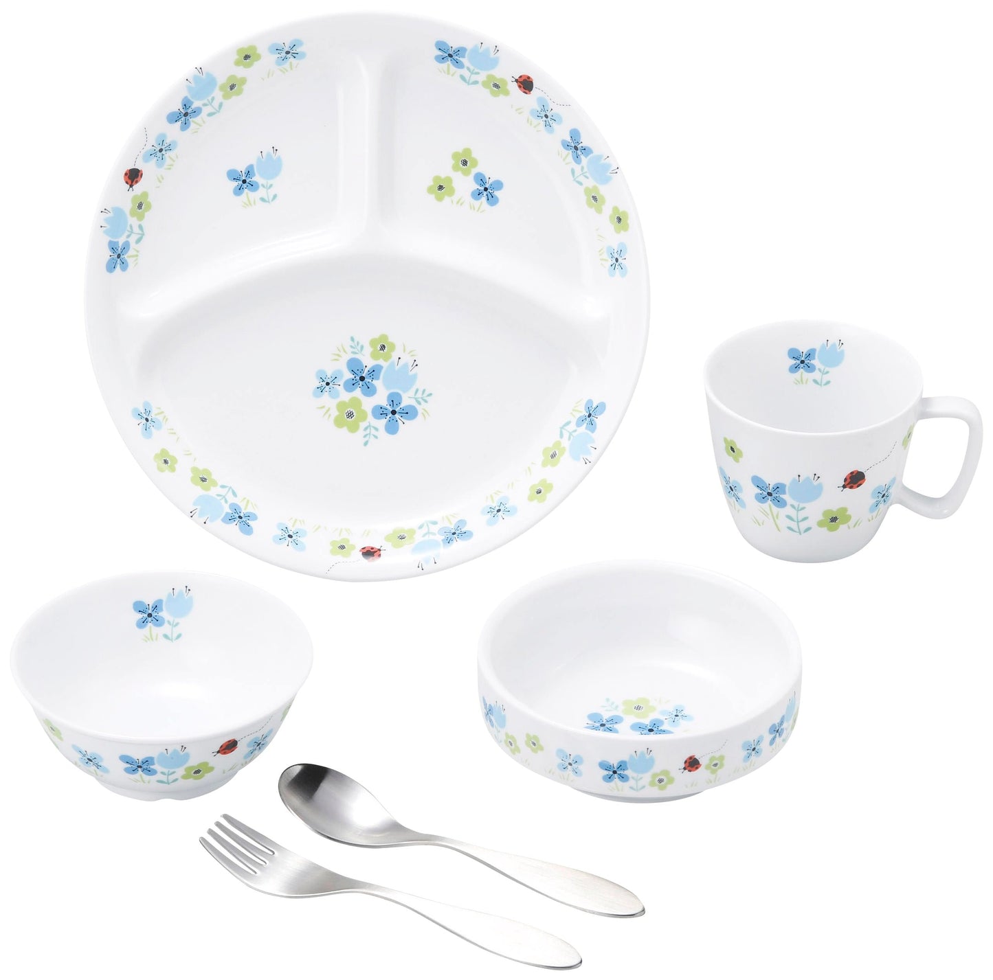 強化磁器 こども用 食器&スプーンフォークセット ブルーメ・ブルー【熨斗可】 【結婚式 ギフト 内祝い 結婚祝い 出産祝い】